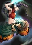  black_hair green_eyes jorogumo monk_(sekaiju) sekaiju_no_meikyuu sekaiju_no_meikyuu_3 solo twintails 