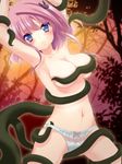  blue_eyes blush hair_ornament komori_hina majika_majika panties pink_hair short_hair tentacle topless underwear vines zinno 