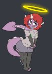  big_eyes brat clothed clothing dragon drippy_dragon drooling hair halo invalid_tag midget one_horn red_hair saliva smile 