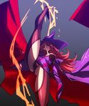  1girl arc_system_works ass black_sclera blazblue blazblue:_central_fiction breasts cape detached_sleeves dress gloves hair_over_one_eye hat high_heels high_kick kicking konoe_a_mercury large_breasts legs long_hair looking_at_viewer looking_down panties pantyshot phantom_(blazblue) pink_hair shiny shiny_clothes shiny_skin short_dress smile solo thighhighs underwear upskirt witch_hat yellow_eyes 