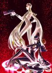  2girls alternate_costume bayonetta bayonetta_(character) glasses high_heels jeanne_(bayonetta) kara_namako multiple_girls pose short_hair 