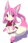  fox furry japanese_clothes kemoribon long_hair pink_eyes pink_hair sandals 