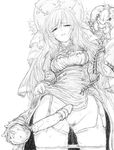  1girl bestiality breasts gall_(lunaticwoe) hat insect latale long_hair monochrome panties_down penis pluton_sister_(latale) pubic_hair pussy simple_background thighhighs wet_pussy 