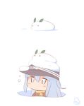  anchor_symbol blush_stickers chibi coat comic commentary_request flat_cap grey_eyes hanomido hat hibiki_(kantai_collection) kantai_collection long_hair scarf silver_hair snow snow_bunny 