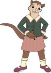  2014 5_fingers anthro breasts brown_fur chucky_(artist) clothed clothing eyelashes female fur mammal mustelid otter ottoline_otter rupert_bear simple_background solo standing whiskers white_background 