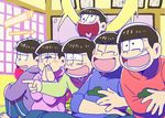  6+boys animated animated_gif animated_png blush brothers brown_hair eyes_closed hand_on_own_stomach heart heart_in_mouth hood hoodie indian_style jitome laughing male_focus matsuno_choromatsu matsuno_ichimatsu matsuno_juushimatsu matsuno_karamatsu matsuno_osomatsu matsuno_todomatsu messy_hair multiple_boys osomatsu-kun osomatsu-san sextuplets show_chiku-by siblings sitting sleeves_past_wrists sleeves_rolled_up ugoira 