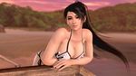  1girl 3d bikini black_hair breasts dead_or_alive dead_or_alive_5 dead_or_alive_xtreme_3_fortune dead_or_alive_xtreme_beach_volleyball female large_breasts momiji_(ninja_gaiden) ninja_gaiden official_art outdoors sky smile solo sunset swimsuit 