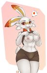  2019 anthro areola breasts buckteeth clothed clothing clothing_lift eternity-zinogre female flashing hi_res lagomorph looking_at_viewer mammal nintendo nipples open_mouth pok&eacute;mon pok&eacute;mon_(species) scorbunny shirt shirt_lift signature solo teeth video_games 