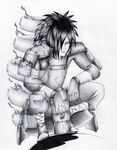  1boy gradient gradient_background long_hair monochrome naruto rinnegan solo uchiha_madara 