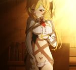  blonde_hair blush dress dress_lift embarrassed lizsharte_atismata looking_away navel panties pubic_tattoo saijaku_muhai_no_bahamut screencap stitched tattoo thigh_gap underwear undressing 