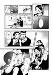  1girl bed braid comic facial_hair french_kiss galdino greyscale kiss long_hair low_twintails miss_goldenweek monochrome one_piece pin_karo stubble tongue tongue_out translation_request twin_braids twintails 