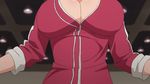  animated animated_gif blush bounce bouncing_breasts breasts cleavage huge_breasts jump_rope jumping kaneko_hiraku maken-ki! no_bra ponytail red_hair red_outfit rokujou_minori sportswear track_suit 