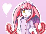  bat_wings ebola-chan flower heart nurse pink_hair wings 