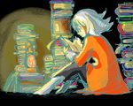  1girl book capelet coat grey_hair pants refill_sage shoes short_hair smile tales_of_(series) tales_of_symphonia 