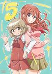  artist_request brown_hair crossover hair_clip hidamari_sketch koufuku_graffiti machiko_ryou red_hair school_uniform yuno 