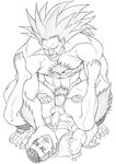  2boys abs anal ass bara blanka cum cumdrip male_focus monochrome multiple_boys muscle mutiple_boys pecs penis sean_matsuda simple_background size_difference street_fighter szadek tagme testicles uncensored yaoi 