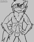  anthro balls canid canine canis digital_media_(artwork) erection fur hair jackal male mammal penis pokefound smile solo 