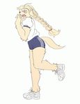  animated animated_gif artist_request blonde_hair dog furry long_hair ponytail running sportswear 
