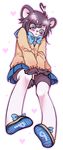  animated animated_gif blue_skirt from_behind heart kenny_(ken_ashcorp) legwear looking_down panda pleated_skirt simple_background skirt standing tagme 