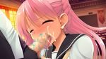  1girl braid censored classroom cum cum_in_mouth deep_throat erectlip female game_cg gyakuten_majo_saiban:_chijo_na_majo_ni_sabakarechau hetero long_hair open_mouth oral ozawa_akifumi penis pink_hair saliva school school_uniform solo_focus tears tongue uniform yuki_himeno 