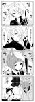  4koma :&gt; animal_ears atsushi_toushirou blush cat_ears cat_tail chibi comic greyscale highres hotarumaru maeda_toushirou male_focus monochrome multiple_boys necktie one_eye_closed partially_translated petting saniwa_(touken_ranbu) shaded_face tail tokuno_yuika touken_ranbu translation_request 