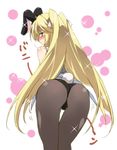  1girl airi_altinate animal_ears ass bare_shoulders blonde_hair blue_eyes blush bunny_ears bunny_suit bunnysuit embarrassed long_hair pantyhose tail yuusha_ni_narenakatta_ore_wa_shibushibu_shuushoku_wo_ketsui_shimashita. 