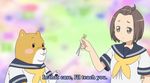  1girl animal animated animated_gif chopsticks dog naho_(shiba_inuko-san) school_uniform shiba_inu shiba_inuko shiba_inuko-san subtitled 