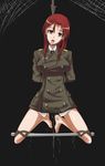  asphyxiation barefoot bdsm bondage bound death hanging jatts long_hair military_uniform minna-dietlinde_wilcke peeing red_hair solo strike_witches tears 