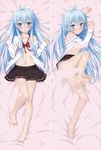  1girl barefoot blue_eyes blue_hair dakimakura denpa_onna_to_seishun_otoko feet no_bra no_panties smile touwa_erio 