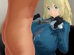  3d animated animated_gif atago_(kantai_collection) blonde_hair blue_eyes breasts clothed_female_nude_male cum ejaculation erect_nipples eyes_closed flim13 gigantic_breasts gloves goo_girl indoors kantai_collection long_hair looking_up male_pubic_hair monster_girl nude paizuri smile uncensored 