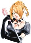  1girl artist_request beelzebub_(manga) blonde_hair breasts choker green_eyes hilda_(beelzebub) shounen_jump solo sword tagme weapon 