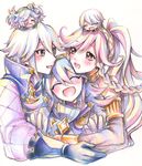  2boys 3girls artist_request blue_hair character_request eyes_closed father_and_daughter female fire_emblem fire_emblem:_kakusei fire_emblem_if mother_and_son multiple_boys multiple_girls nintendo olivia_(fire_emblem) pink_hair ponytail soleil_(fire_emblem_if) 