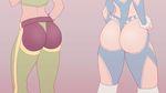  ass capcom dark_skin from_behind gradient gradient_background head_out_of_frame josef_axner laura_matsuda leotard multiple_girls pov_ass rainbow_mika street_fighter street_fighter_v thong thong_leotard 