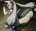  antenna_hair ass bent_over eyes_closed fingerless_gloves gloves huge_ass hyakka_ryouran_samurai_girls long_hair naoe_kanetsugu_(hyakka_ryouran) panties pantyshot screencap silver_hair skirt solo thighhighs twintails underwear upskirt white_panties wide_hips 