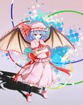  bad_id bad_pixiv_id cover-d dress fangs hat purple_hair red_eyes remilia_scarlet short_hair solo touhou wings 