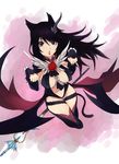  bad_id bad_pixiv_id black_hair breasts brown_eyes flower granado_espada highres horns large_breasts open_mouth paw_pose penguin_caee reckless_emilia_(granado_espada) rose solo staff wings 