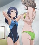  ass awatsuki_maaya bikini blue_hair brown_hair highres multiple_girls purple_eyes screencap short_hair stitched swimsuit third-party_edit to_aru_kagaku_no_railgun to_aru_majutsu_no_index wannai_kinuho 