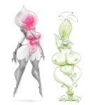  2019 alien alraune areola big_breasts breasts duo female flatwoods_monster flora_fauna grin huge_breasts humanoid lauren_dione_(slb) looking_at_viewer ms._flatwoods_(slb) nipples nude plant pussy sharp_teeth simple_background slb smile teeth thick_thighs voluptuous white_background wide_hips 