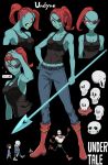  animated_skeleton black_background bone english_text fish hair human japanese_text lance mammal marine papyrus_(undertale) protagonist_(undertale) red_hair sans_(undertale) sharp_teeth simple_background skeleton teeth text undead undertale undyne video_games walking zaemon 