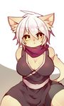  artist_request cat furry kunoichi ninja open_mouth short_hair white_hair yellow_eyes 