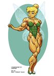  1girl abs biceps blonde_hair blue_eyes disney extreme_muscles fairy_wings female muscle peter_pan_(disney) pointy_ears pokkuti pose solo tinker_bell_(disney) wings 