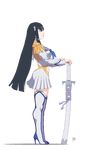  animated animated_gif black_hair junketsu kill_la_kill kiryuuin_satsuki long_hair pixel_art school_uniform solo sword 