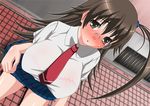  blush bra breasts female glasses happypink kazakiri_hyouka school_uniform solo to_aru_majutsu_no_index underwear 