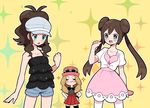  3girls cap dress mei_(pokemon) moyori multiple_girls pokemon pokemon_bw pokemon_bw2 pokemon_xy serena_(pokemon) touko_(pokemon) 