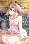  artist_request brown_eyes brown_hair furry rabbit short_hair spa towel 