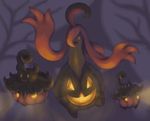  fangs ghost glowing glowing_eyes gourgeist jack-o&#039;-lantern jack-o'-lantern mijinko_(barabadge) nintendo no_humans open_mouth pink_hair pokemon pokemon_(game) pokemon_xy prehensile_hair pumpkaboo pumpkin yellow_eyes 