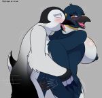  2019 anthro anthrofied avian beak big_breasts bird blush breasts brown_eyes butt digital_media_(artwork) duo emperor_penguin eyelashes eyes_closed female from_behind_position gloria_(happy_feet) happy happy_feet looking_pleasured male male/female mumble non-mammal_breasts open_mouth penetration penguin sex stogiegoat sweat tongue tongue_out vaginal 