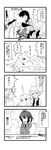  4girls 4koma 51_(akiduki) \m/ akagi_(kantai_collection) akashi_(kantai_collection) anchor_hair_ornament asymmetrical_hair braid comic double-breasted double_\m/ dress_shirt get greyscale hair_ornament hat highres kaga_(jmsdf) kaga_(kantai_collection) kantai_collection kicking melting mini_hat monochrome multiple_girls namesake necktie nowaki_(kantai_collection) open_clothes open_vest shirt side_ponytail single_braid spinning spitting they_had_lots_of_sex_afterwards tie_clip tour_guide translated vest vomiting wing_collar 