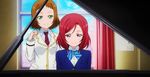  2girls animated animated_gif blush brown_hair green_eyes kira_tsubasa love_live!_school_idol_project multiple_girls nishikino_maki purple_eyes red_hair school_uniform short_hair 