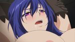  akiyama_rinko animated animated_gif blue_hair blush breasts censored female fingering large_breasts nipples nude taimanin_yukikaze topless 